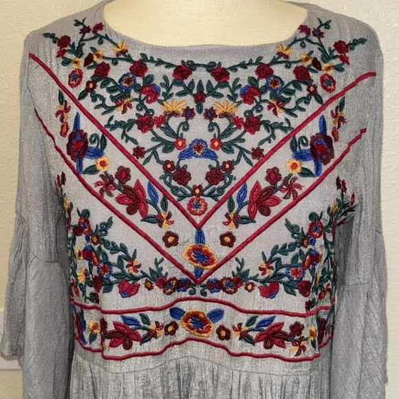 Umgee embroidered accent all sleeve dress - Picture 5 of 6